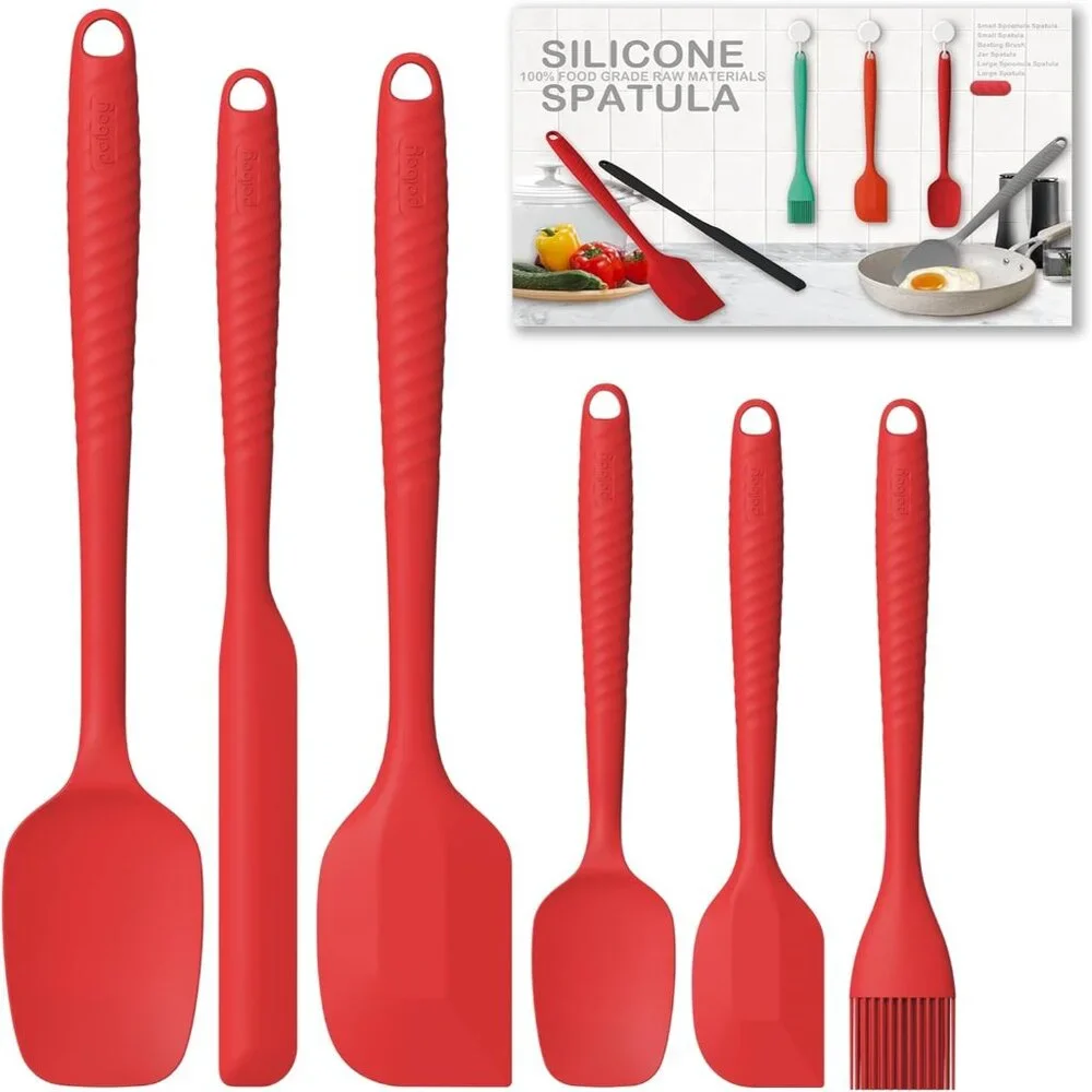 6 Heat Resistant Red Food Scraper Nonstick Cookware Kitchen for Baking
